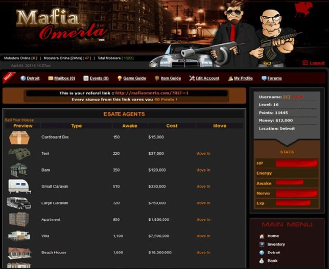 Mafia Omerta at Top Web Games