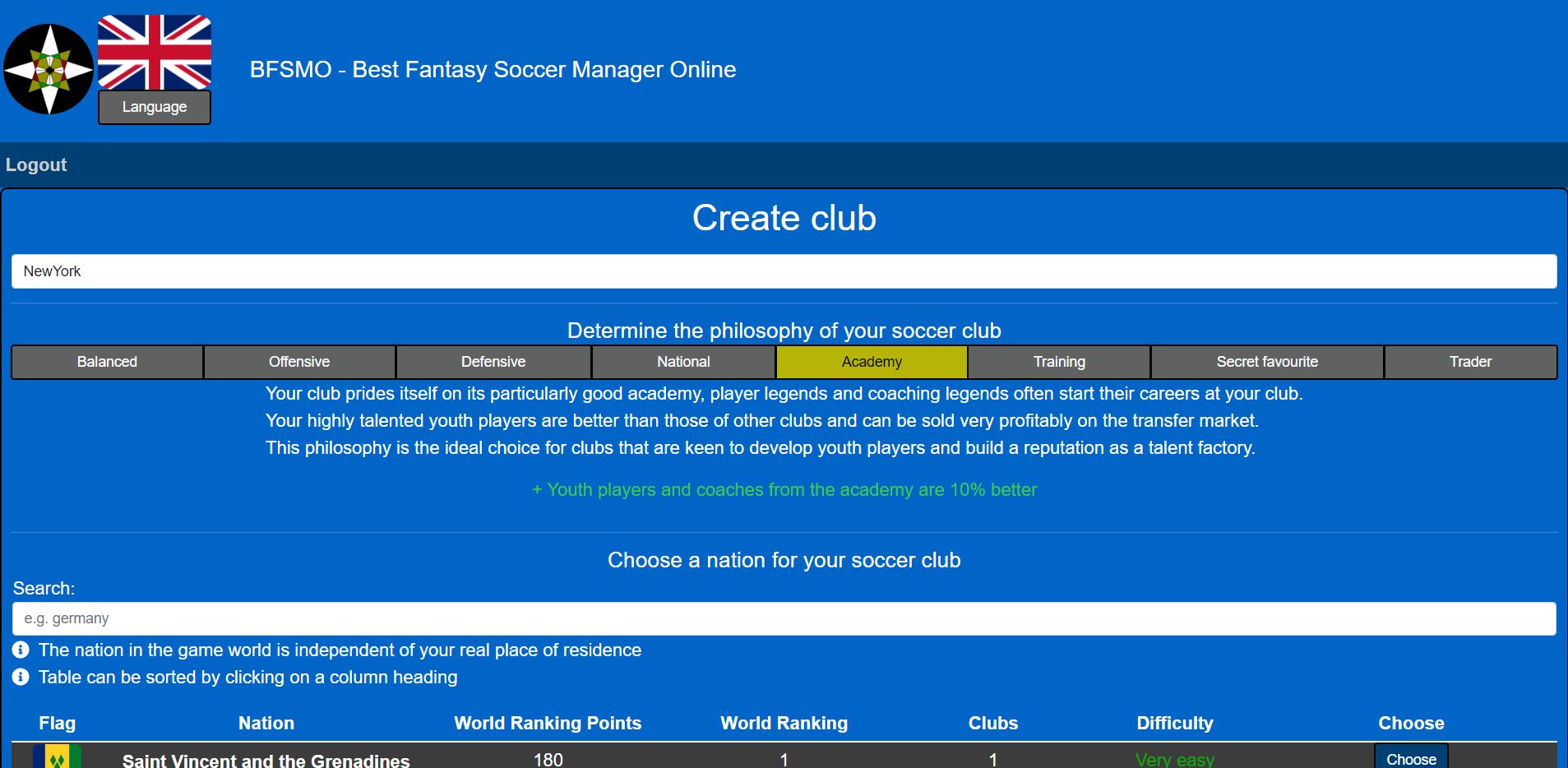 Create your club