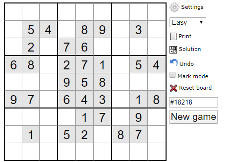 Sudoku at Top Web Games