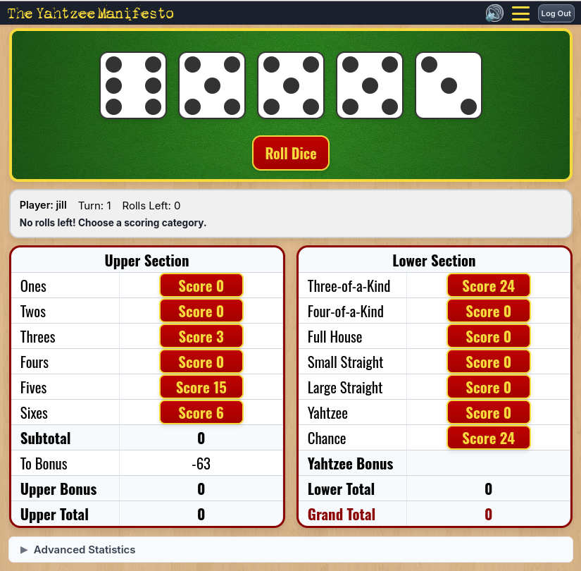 The Yahtzee Manifesto at Top Web Games